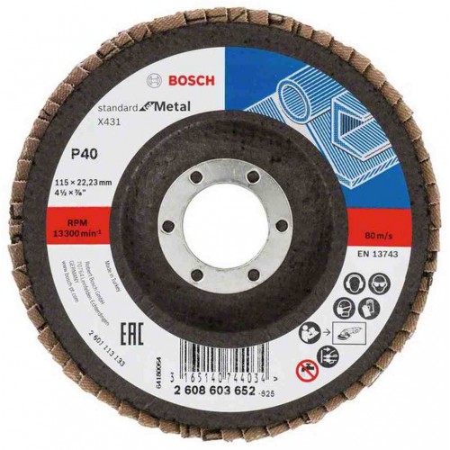 BOSCH Lamelový brusný kotouč X431, Standard for Metal, 115 mm, 22,23 mm, 40 2608603652